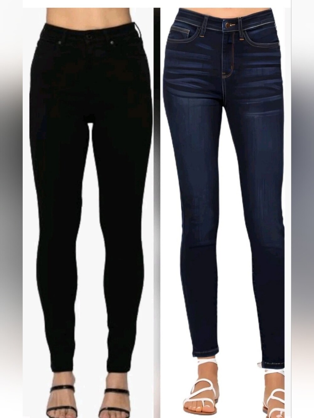 Judy Blue Jeans Skinny Fit High Waist Tummy Control Ankle Dark Black 2 Pairs 11